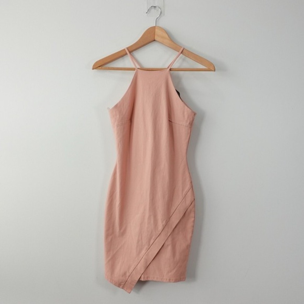 Soft Girl Pink‎ Halter Dress S Bodycon Flirty Cocktail Stretch THE VINTAGE SHOP